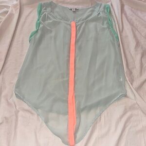 Mint Green and Coral Sleeveless Top